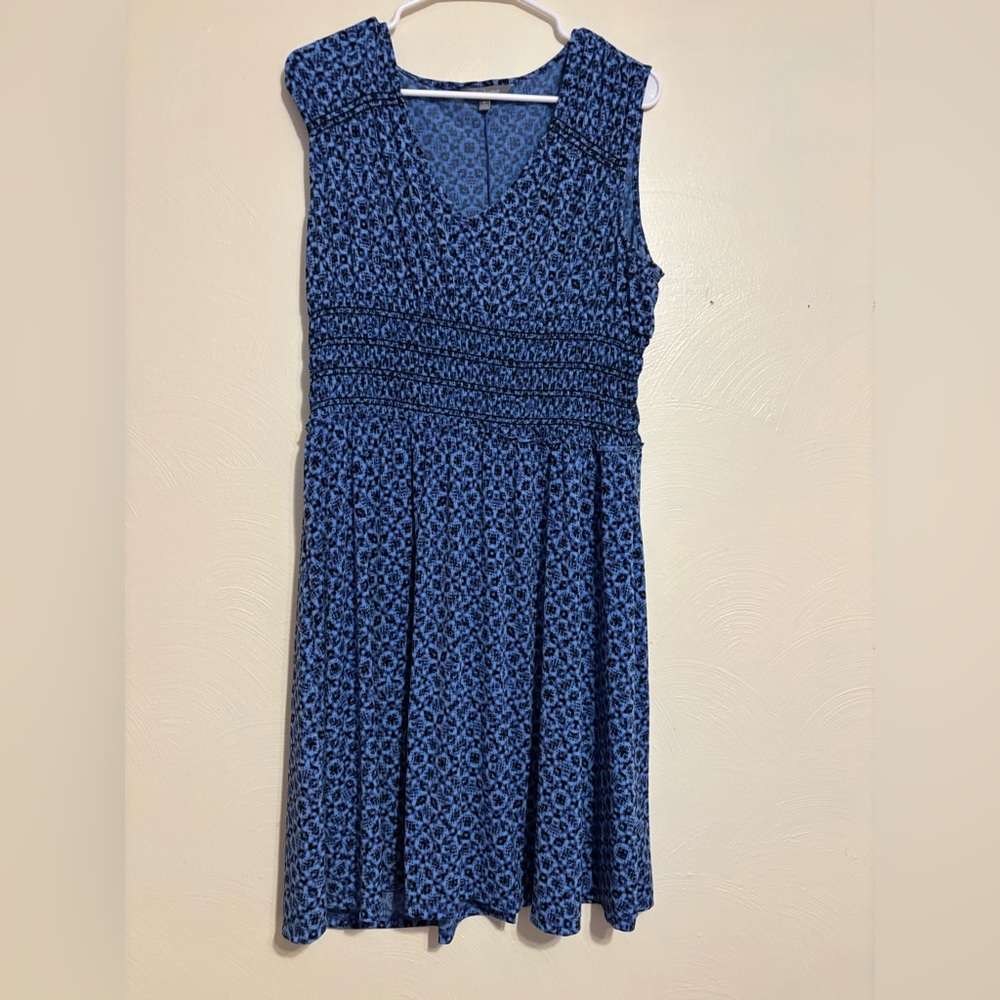 Daisy Fuentes Blue Abstract Midi Dress XL